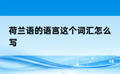 荷兰语的语言这个词汇怎么写