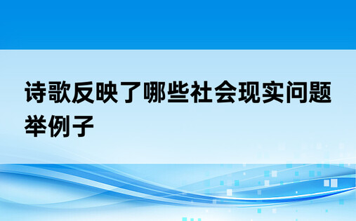 诗歌反映了哪些社会现实问题举例子