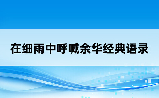 在细雨中呼喊余华经典语录